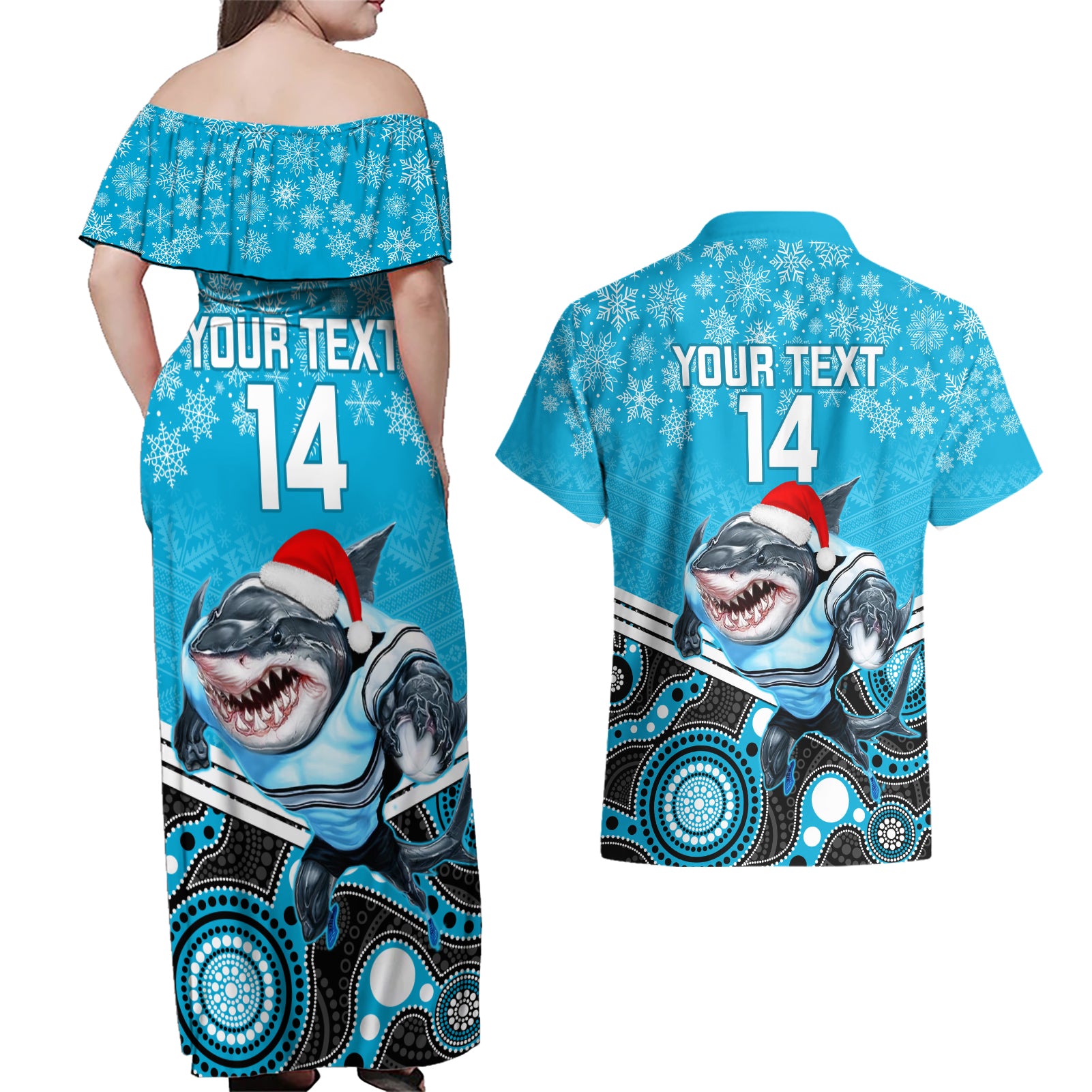 custom-sharks-rugby-christmas-couples-matching-off-shoulder-maxi-dress-and-hawaiian-shirt-merry-xmas-2023-mix-aboriginal-art