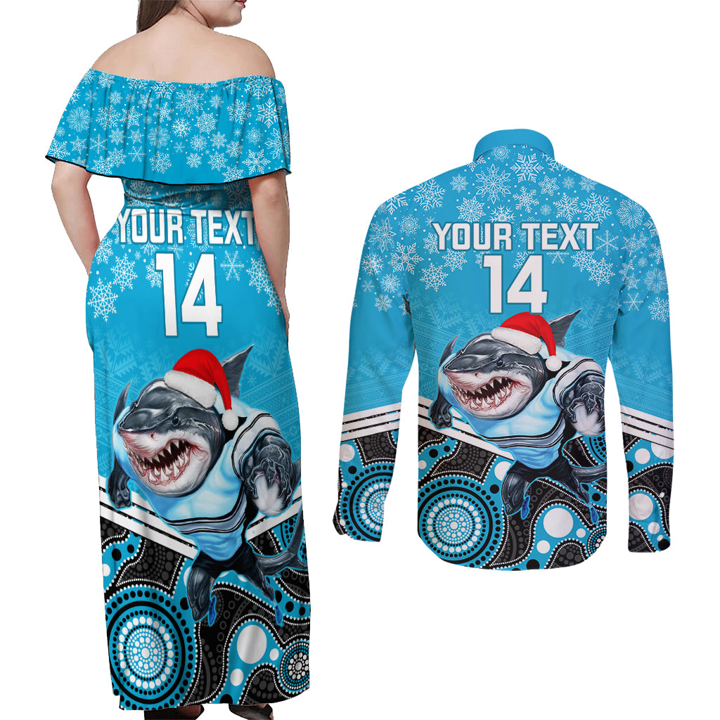 custom-sharks-rugby-christmas-couples-matching-off-shoulder-maxi-dress-and-long-sleeve-button-shirt-merry-xmas-2023-mix-aboriginal-art