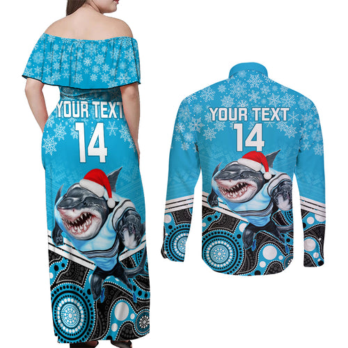 custom-sharks-rugby-christmas-couples-matching-off-shoulder-maxi-dress-and-long-sleeve-button-shirt-merry-xmas-2023-mix-aboriginal-art