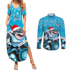 custom-sharks-rugby-christmas-couples-matching-summer-maxi-dress-and-long-sleeve-button-shirt-merry-xmas-2023-mix-aboriginal-art