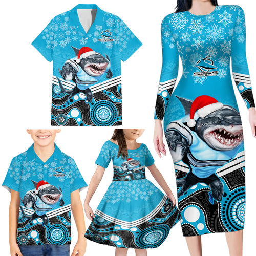 custom-sharks-rugby-christmas-family-matching-long-sleeve-bodycon-dress-and-hawaiian-shirt-merry-xmas-2023-mix-aboriginal-art