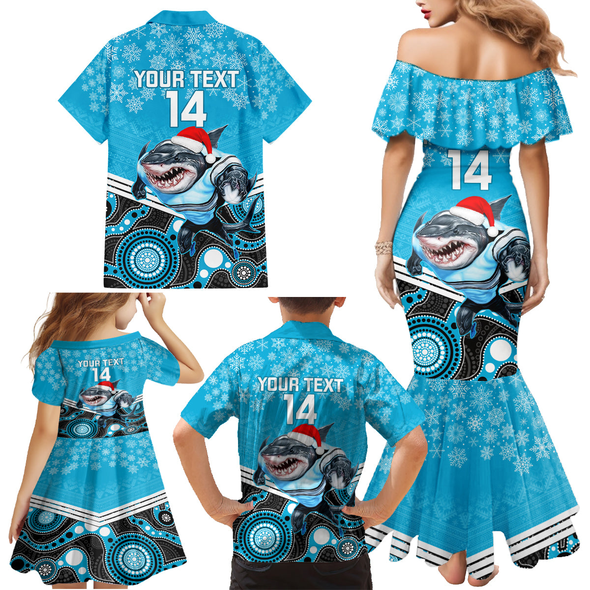 custom-sharks-rugby-christmas-family-matching-mermaid-dress-and-hawaiian-shirt-merry-xmas-2023-mix-aboriginal-art