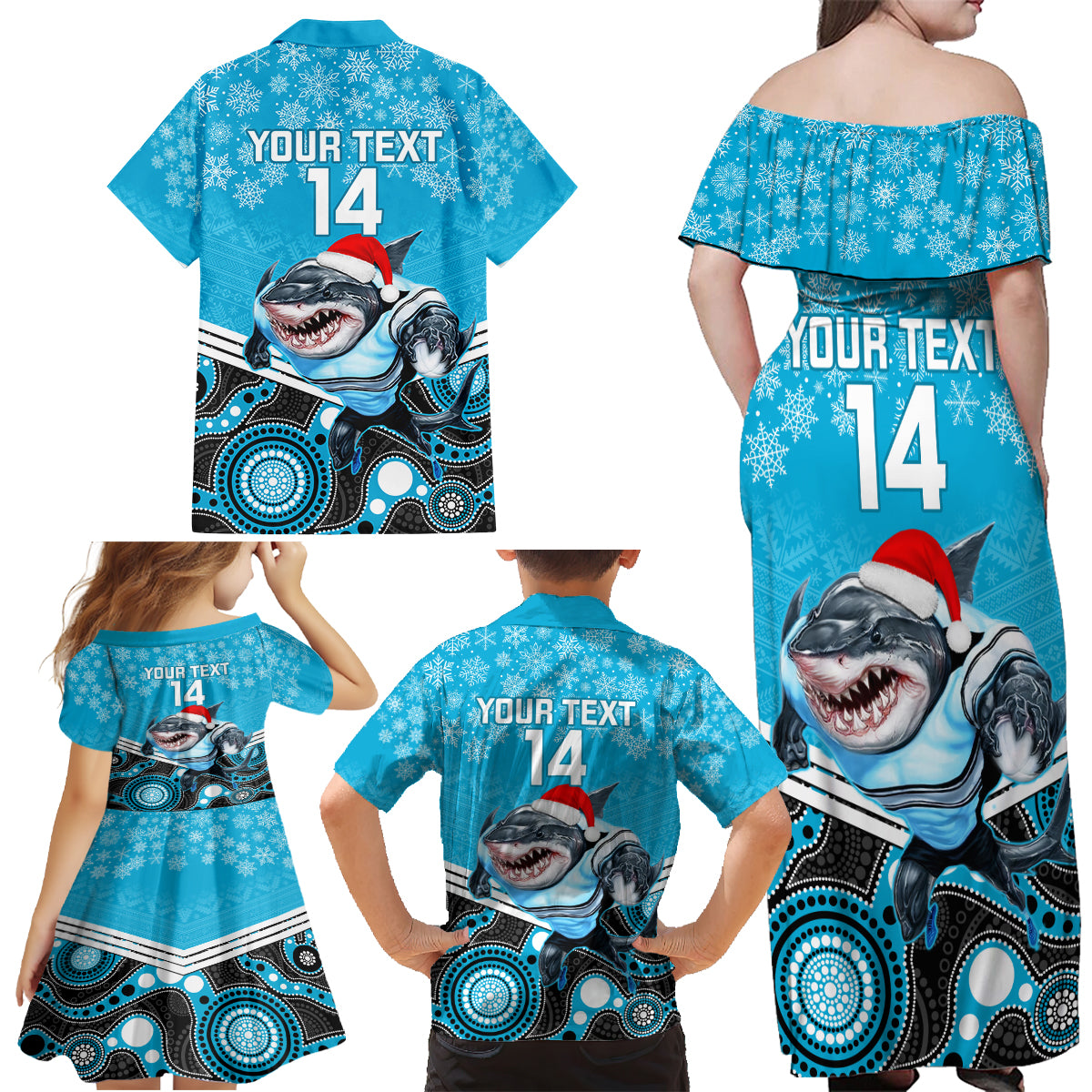 custom-sharks-rugby-christmas-family-matching-off-shoulder-maxi-dress-and-hawaiian-shirt-merry-xmas-2023-mix-aboriginal-art