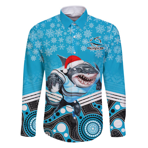 custom-sharks-rugby-christmas-family-matching-puletasi-dress-and-hawaiian-shirt-merry-xmas-2023-mix-aboriginal-art