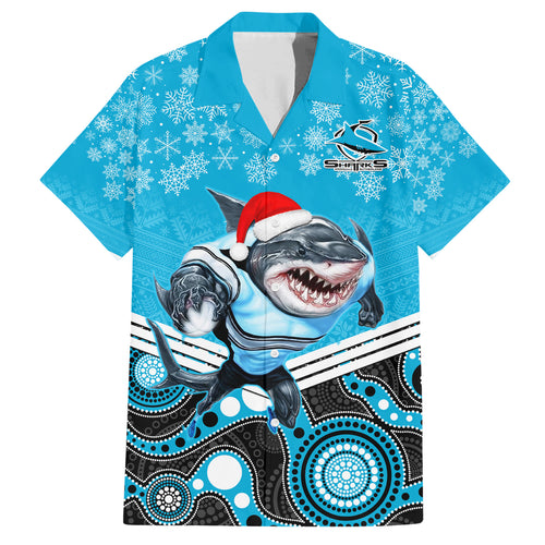 custom-sharks-rugby-christmas-family-matching-short-sleeve-bodycon-dress-and-hawaiian-shirt-merry-xmas-2023-mix-aboriginal-art