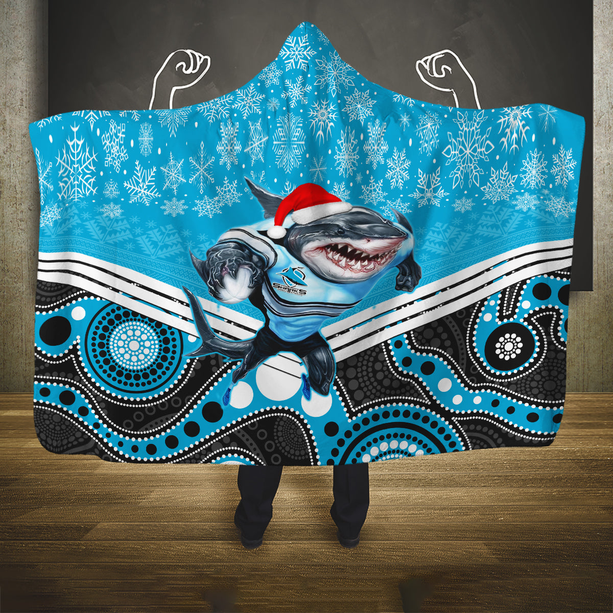 custom-sharks-rugby-christmas-hooded-blanket-merry-xmas-2023-mix-aboriginal-art