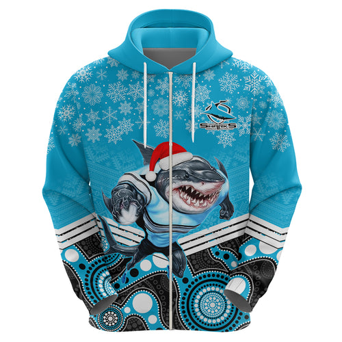 custom-sharks-rugby-christmas-hoodie-merry-xmas-2023-mix-aboriginal-art