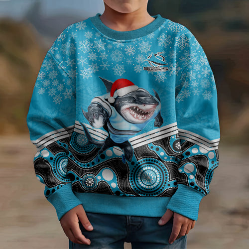 custom-sharks-rugby-christmas-kid-ugly-christmas-sweater-merry-xmas-2023-mix-aboriginal-art