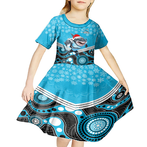 custom-sharks-rugby-christmas-kid-short-sleeve-dress-merry-xmas-2023-mix-aboriginal-art