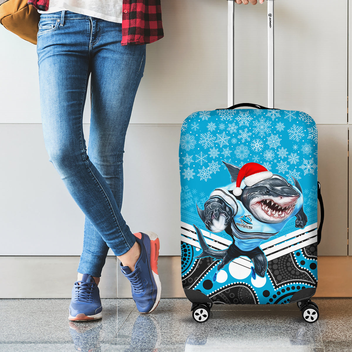 custom-sharks-rugby-christmas-luggage-cover-merry-xmas-2023-mix-aboriginal-art