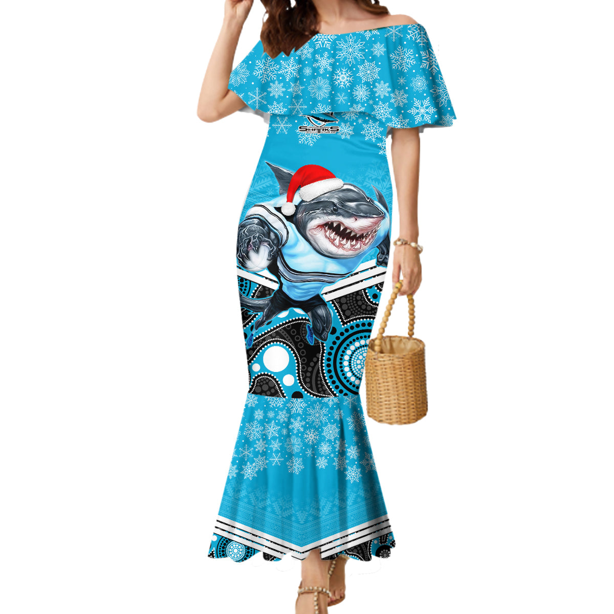 custom-sharks-rugby-christmas-mermaid-dress-merry-xmas-2023-mix-aboriginal-art