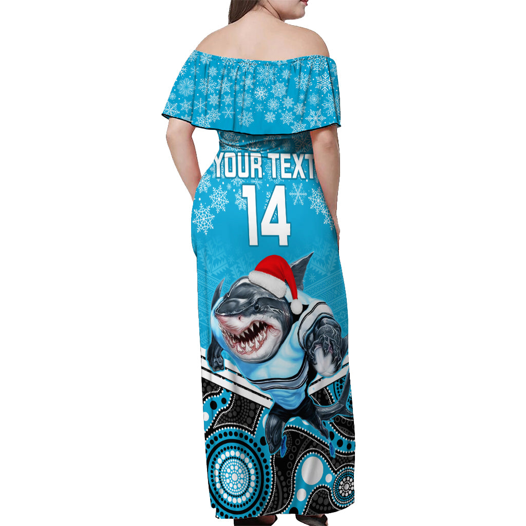 custom-sharks-rugby-christmas-off-shoulder-maxi-dress-merry-xmas-2023-mix-aboriginal-art