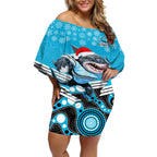 custom-sharks-rugby-christmas-off-shoulder-short-dress-merry-xmas-2023-mix-aboriginal-art