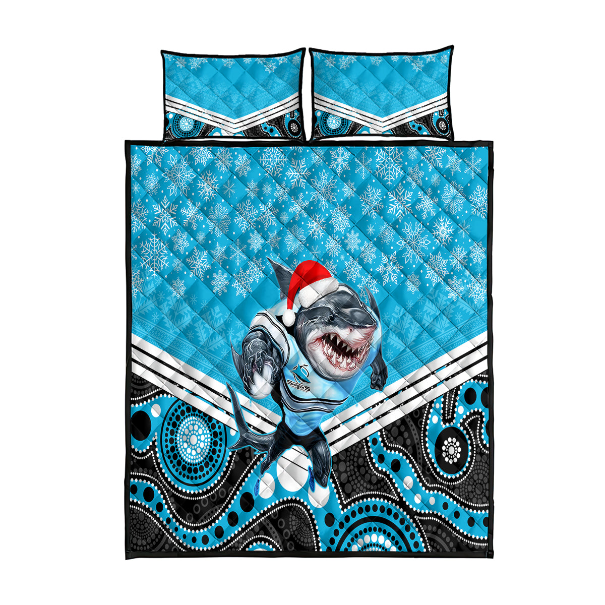 custom-sharks-rugby-christmas-quilt-bed-set-merry-xmas-2023-mix-aboriginal-art