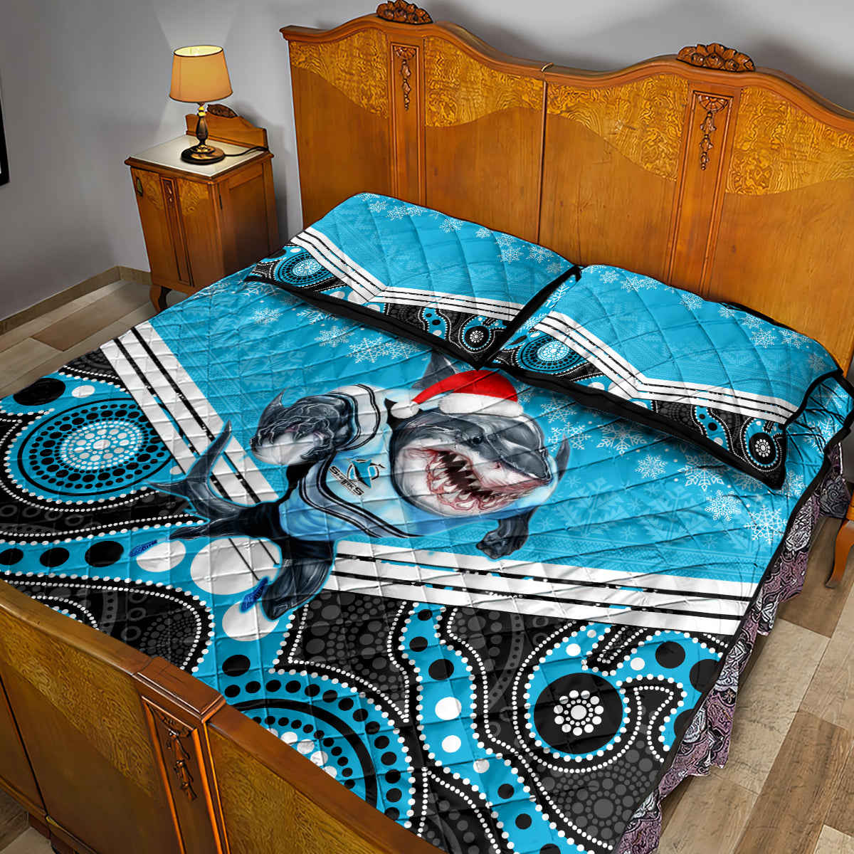 custom-sharks-rugby-christmas-quilt-bed-set-merry-xmas-2023-mix-aboriginal-art