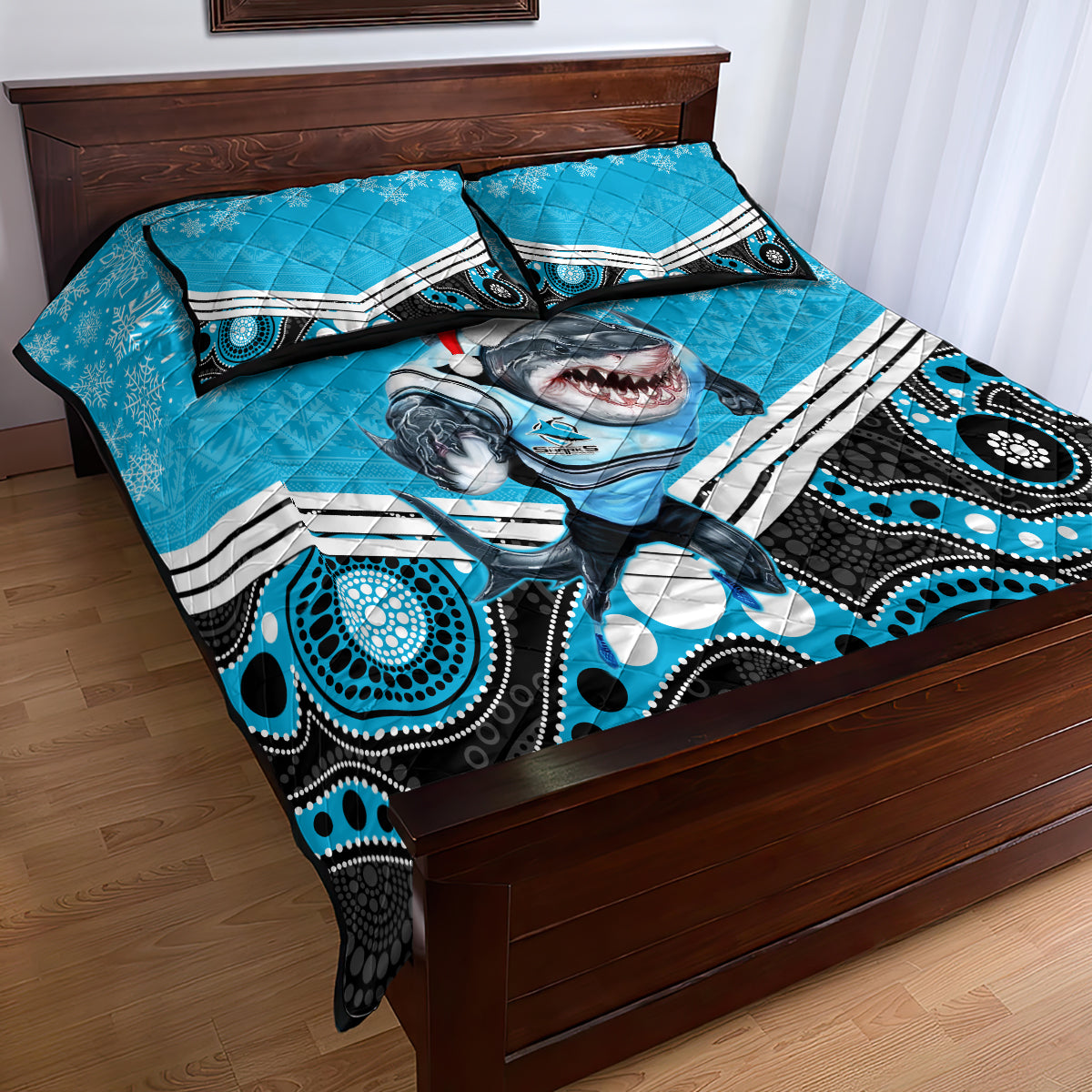 custom-sharks-rugby-christmas-quilt-bed-set-merry-xmas-2023-mix-aboriginal-art
