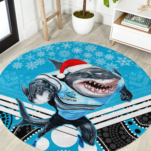 custom-sharks-rugby-christmas-round-carpet-merry-xmas-2023-mix-aboriginal-art