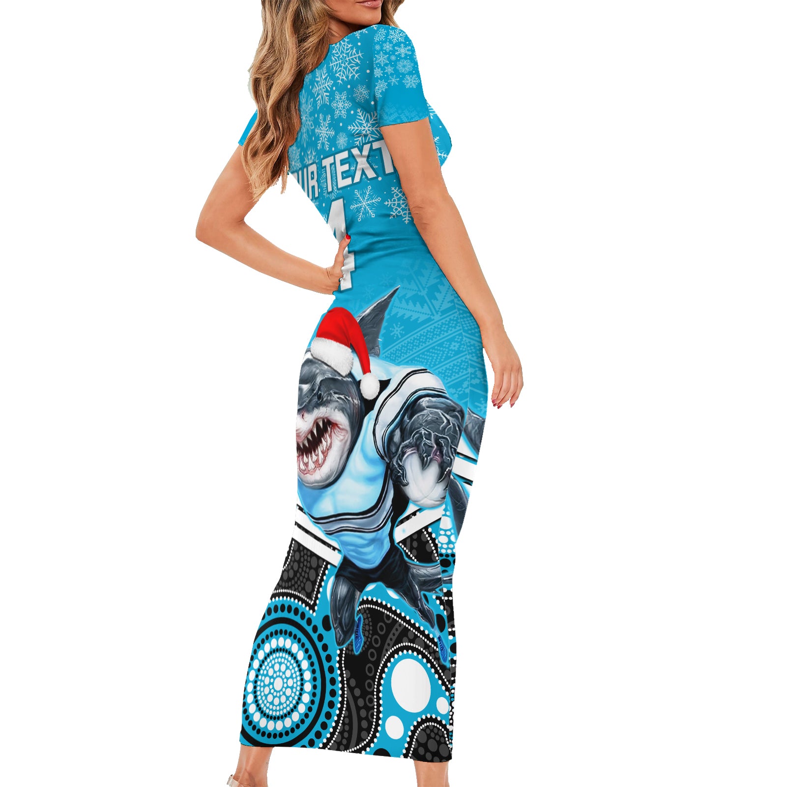 custom-sharks-rugby-christmas-short-sleeve-bodycon-dress-merry-xmas-2023-mix-aboriginal-art