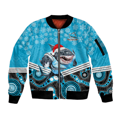 custom-sharks-rugby-christmas-sleeve-zip-bomber-jacket-merry-xmas-2023-mix-aboriginal-art