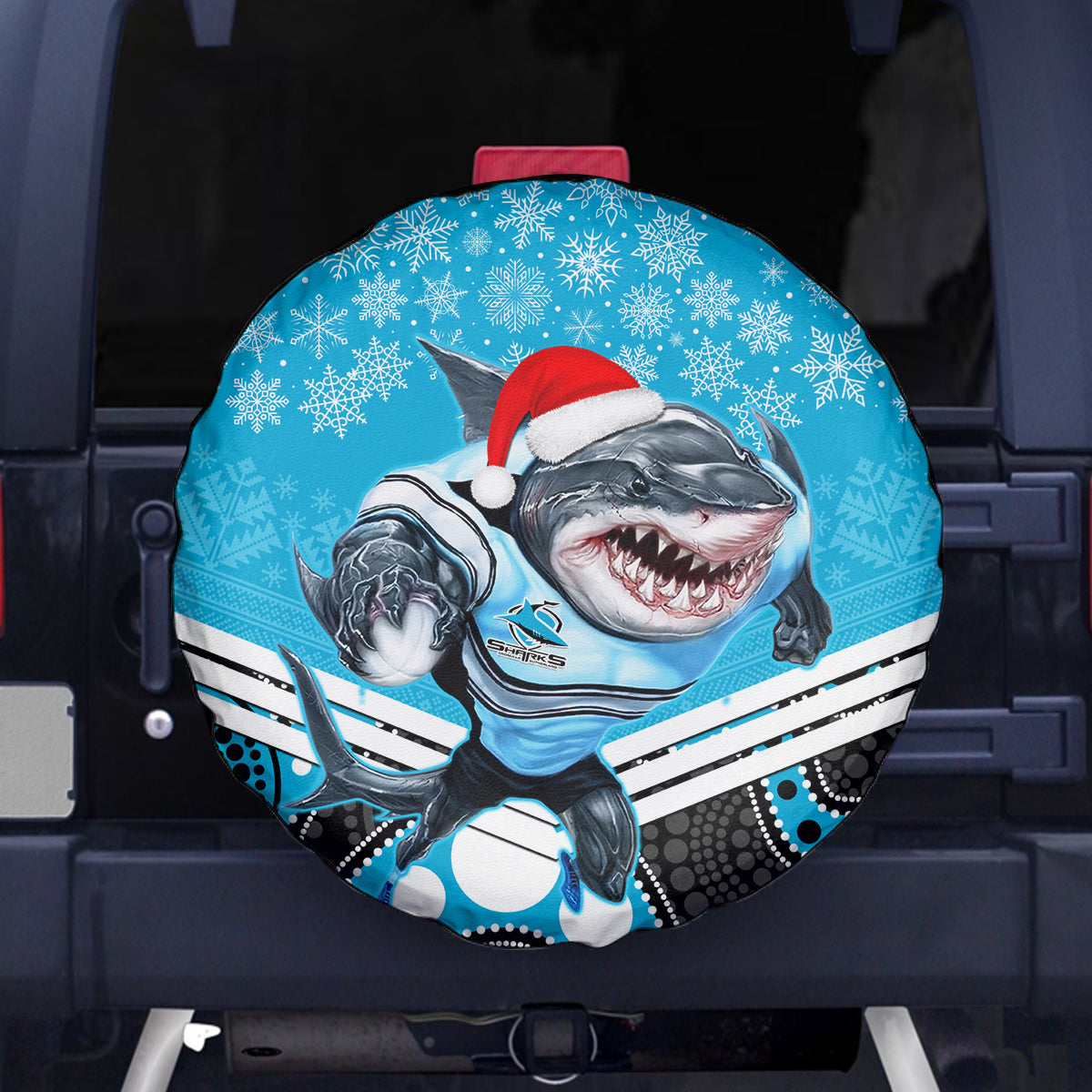 custom-sharks-rugby-christmas-spare-tire-cover-merry-xmas-2023-mix-aboriginal-art