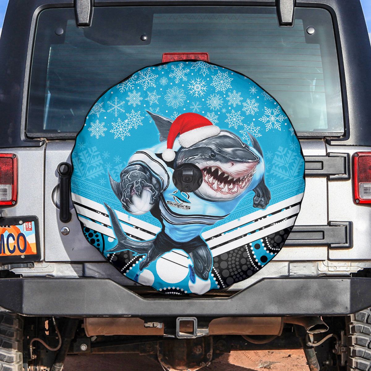 custom-sharks-rugby-christmas-spare-tire-cover-merry-xmas-2023-mix-aboriginal-art