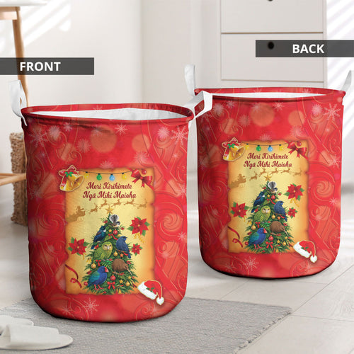 New Zealand Christmas Laundry Basket Meri Kirihimete NZ Xmas Tree Animals