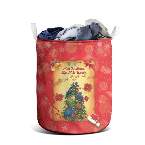 New Zealand Christmas Laundry Basket Meri Kirihimete NZ Xmas Tree Animals