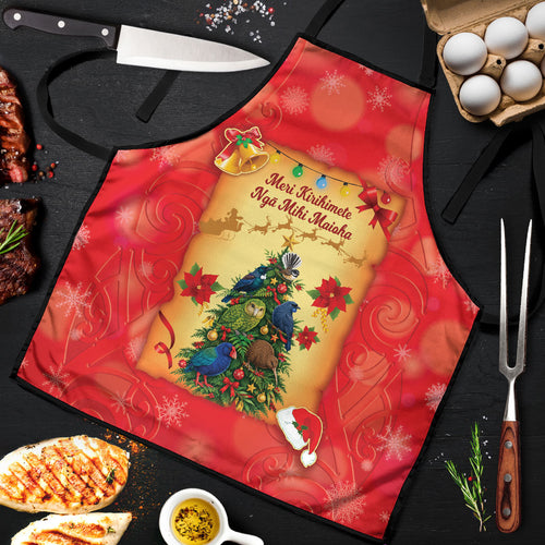 New Zealand Christmas Apron Meri Kirihimete NZ Xmas Tree Animals