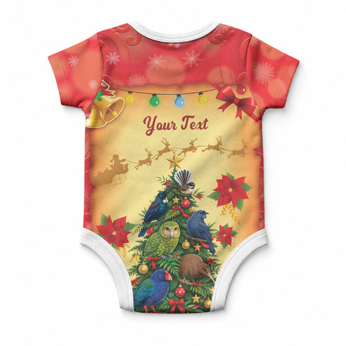 Personalised New Zealand Christmas Baby Onesie Meri Kirihimete NZ Xmas Tree Animals