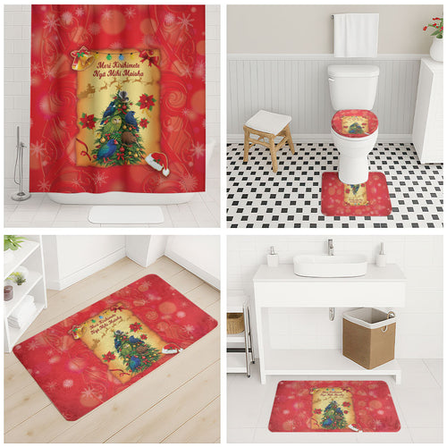 New Zealand Christmas Bathroom Set Meri Kirihimete NZ Xmas Tree Animals