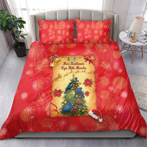 New Zealand Christmas Bedding Set Meri Kirihimete NZ Xmas Tree Animals