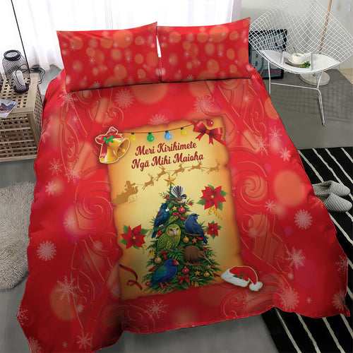New Zealand Christmas Bedding Set Meri Kirihimete NZ Xmas Tree Animals