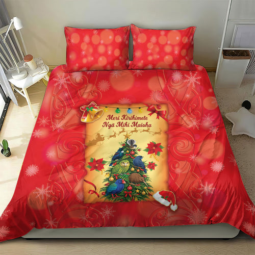New Zealand Christmas Bedding Set Meri Kirihimete NZ Xmas Tree Animals