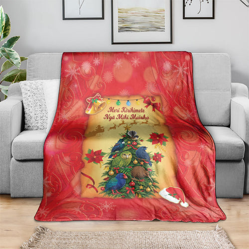 New Zealand Christmas Blanket Meri Kirihimete NZ Xmas Tree Animals