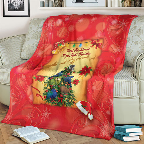 New Zealand Christmas Blanket Meri Kirihimete NZ Xmas Tree Animals