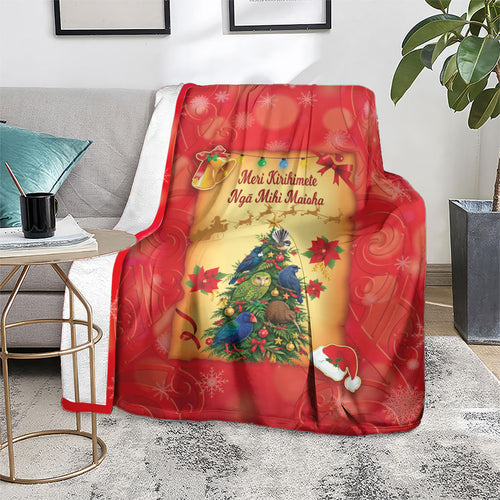 New Zealand Christmas Blanket Meri Kirihimete NZ Xmas Tree Animals