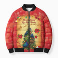 Personalised New Zealand Christmas Bomber Puffer Jacket Meri Kirihimete NZ Xmas Tree Animals