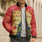 Personalised New Zealand Christmas Bomber Puffer Jacket Meri Kirihimete NZ Xmas Tree Animals