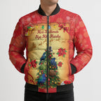 Personalised New Zealand Christmas Bomber Puffer Jacket Meri Kirihimete NZ Xmas Tree Animals