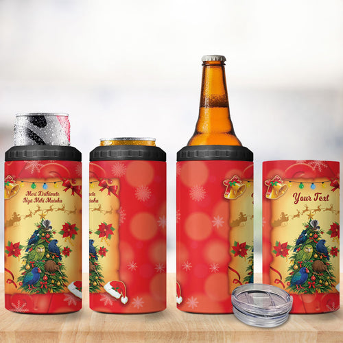 Personalised New Zealand Christmas 4 in 1 Can Cooler Tumbler Meri Kirihimete NZ Xmas Tree Animals
