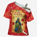 Personalised New Zealand Christmas Cross Shoulder Shirt Meri Kirihimete NZ Xmas Tree Animals