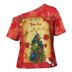 Personalised New Zealand Christmas Cross Shoulder Shirt Meri Kirihimete NZ Xmas Tree Animals