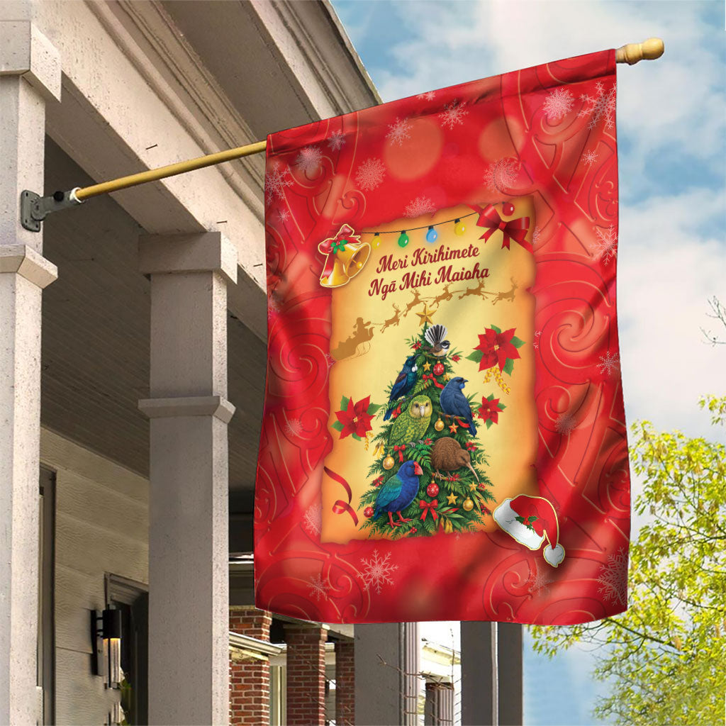 New Zealand Christmas Garden Flag Meri Kirihimete NZ Xmas Tree Animals