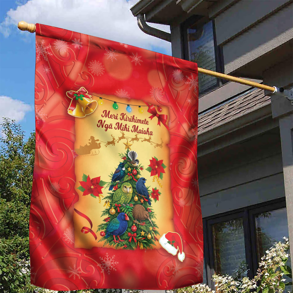 New Zealand Christmas Garden Flag Meri Kirihimete NZ Xmas Tree Animals