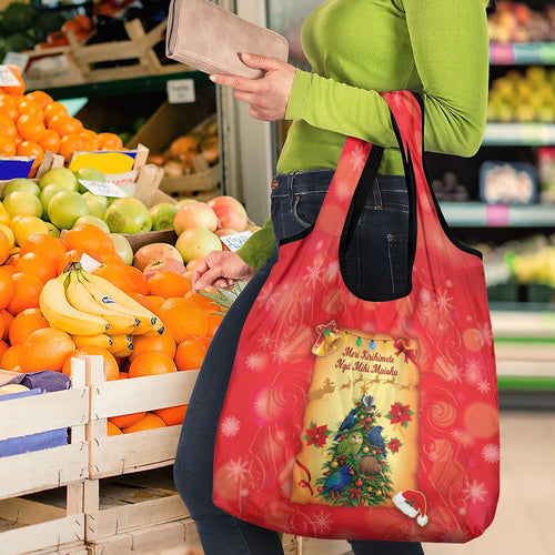 New Zealand Christmas Grocery Bag Meri Kirihimete NZ Xmas Tree Animals