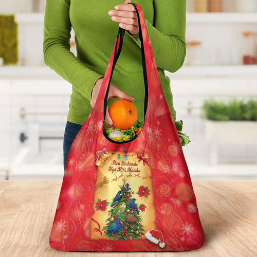 New Zealand Christmas Grocery Bag Meri Kirihimete NZ Xmas Tree Animals