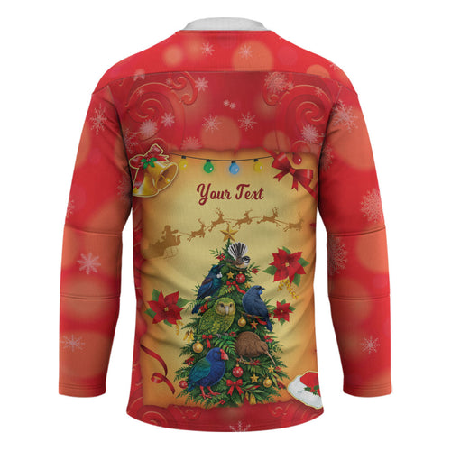 Personalised New Zealand Christmas Hockey Jersey Meri Kirihimete NZ Xmas Tree Animals