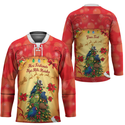 Personalised New Zealand Christmas Hockey Jersey Meri Kirihimete NZ Xmas Tree Animals