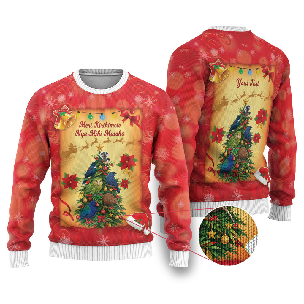 Personalised New Zealand Christmas Ugly Christmas Sweater Meri Kirihimete NZ Xmas Tree Animals