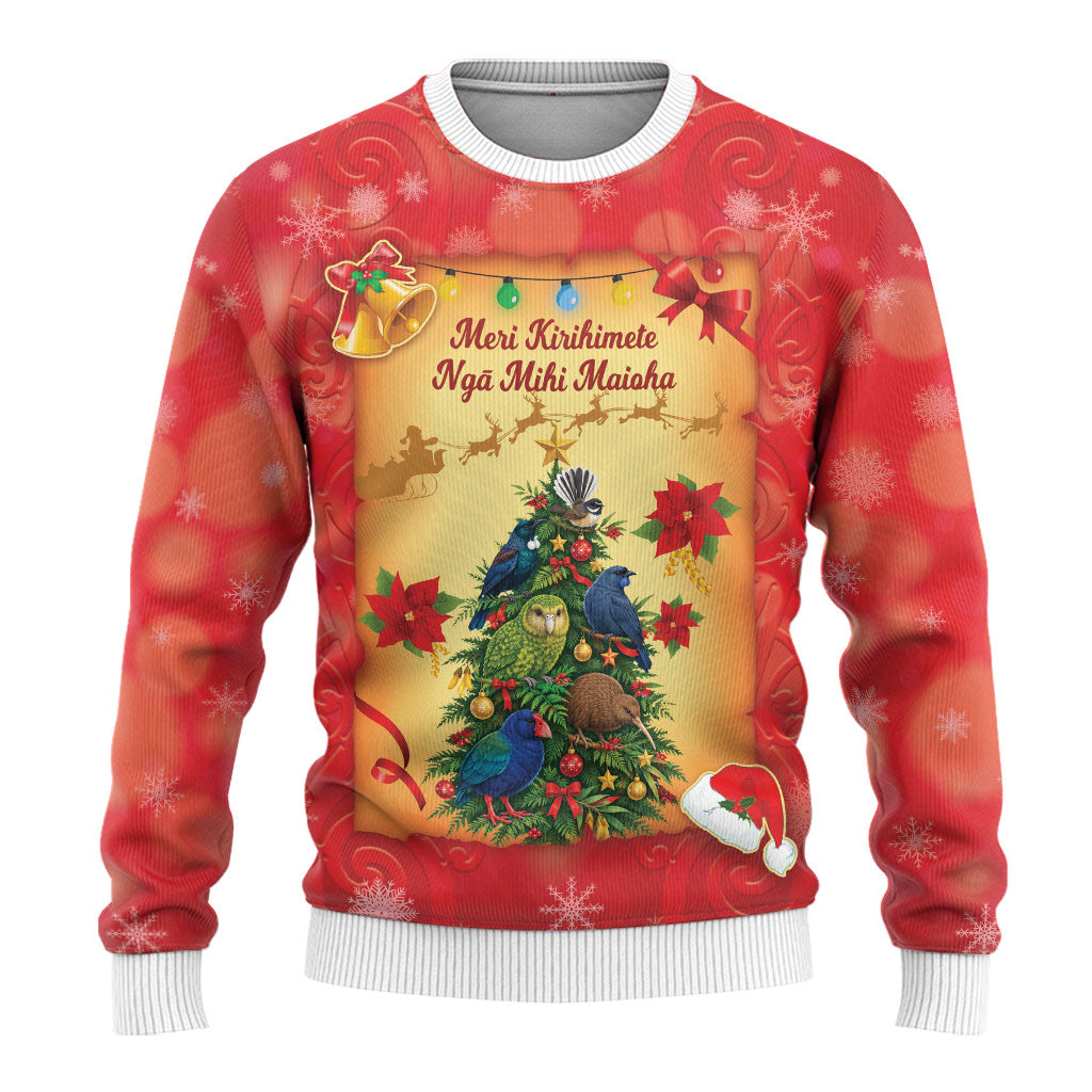 Personalised New Zealand Christmas Ugly Christmas Sweater Meri Kirihimete NZ Xmas Tree Animals